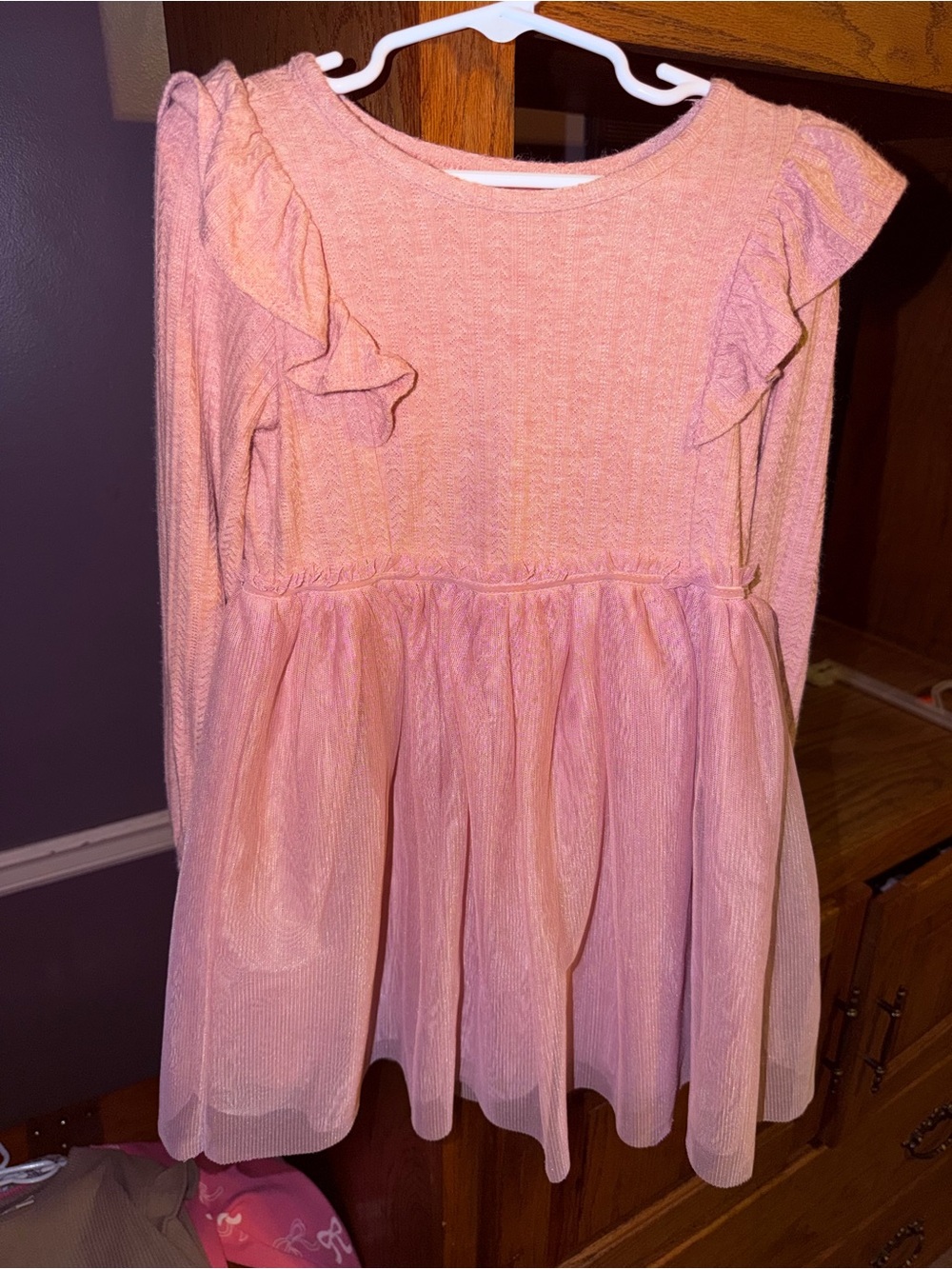 Cat & Jack | Pink Long-Sleeve Ruffle Tulle Dress, size 5t